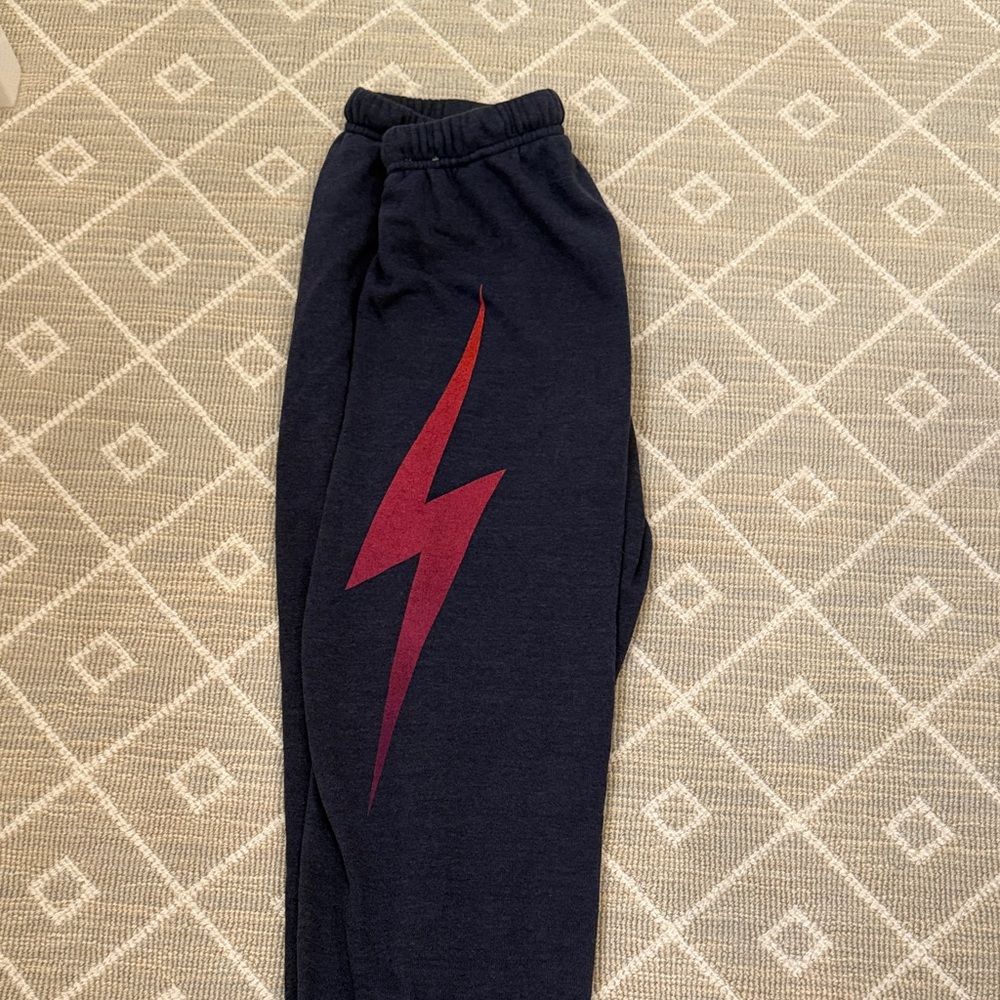 Aviator Nation Navy Joggers with Red Lightning Bolt